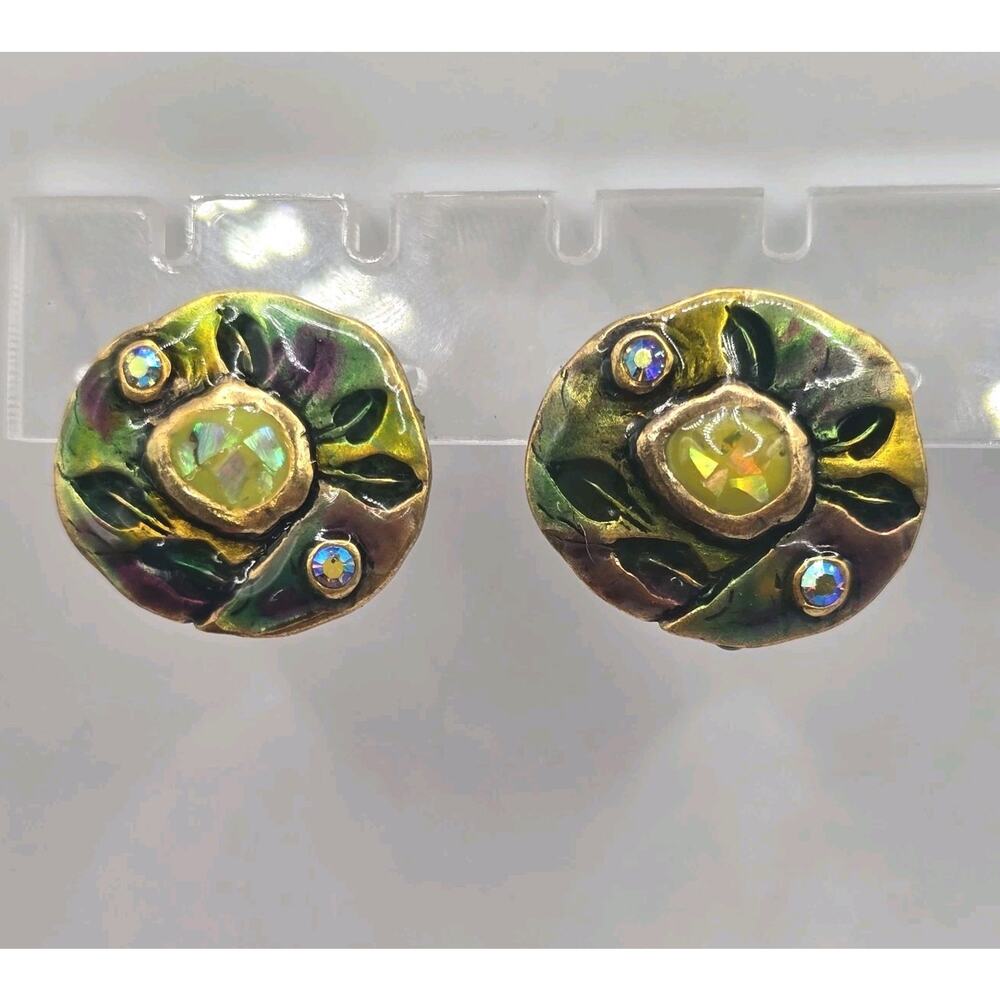 Earrings Chico's Green Floral Motif Conversation Starter Collection Pierced